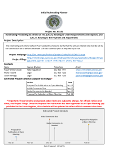 Initial Rulemaking Planner and Timeline