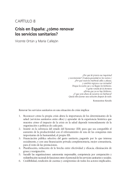 Crisis en Espa a: c mo renovar los servicios sanitarios?