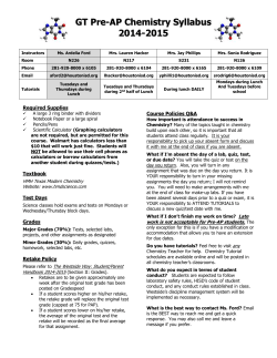 GT Pre-AP Chemistry Syllabus