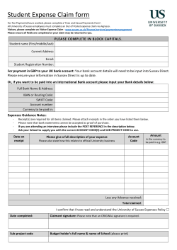Expenses Claim Form for approved SEF grants