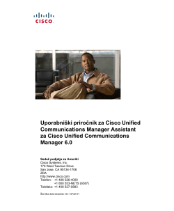 Uporabni&Aring;&iexcl;ki priro?nik za Cisco Unified Communications Manager Assistant za Cisco Unified Communications Manager 6.0
