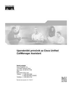 Uporabni&Aring;&iexcl;ki priro&Auml;�nik za Cisco Unified CallManager Assistant za Cisco Unified CallManager 5.0