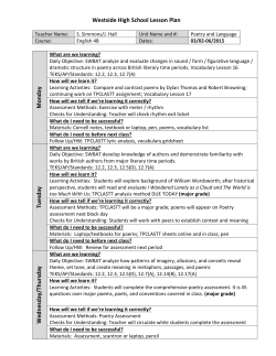 Lesson Plan: 03/02/15-03/06/15