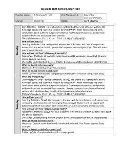 Lesson Plan: 02/09/15-02/13/15