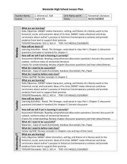 Lesson Plan: 01/12/15-01/16/15