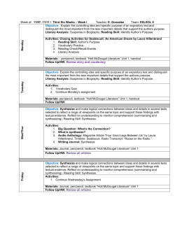 Lesson Plans 01/12/15-01/16/15