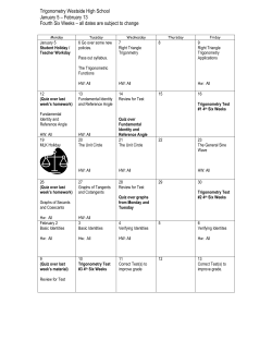 Calendar for 4th Six Weeks