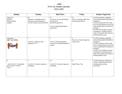 1st Six Weeks Calendar