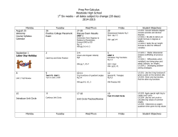 1st Six Weeks Calendar
