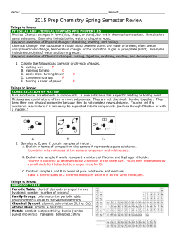 Answer Key to Spring Final Review Packet