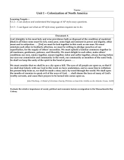 Jamestown and Massachusetts Documents