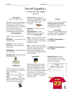 Pre-AP Spanish 2 Syllabus