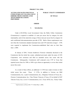 Order Addressing Erroneous Access Line Rates for Texas Cities from Certificated Telecommunication Providers (CTPs) (May 25, 2001)