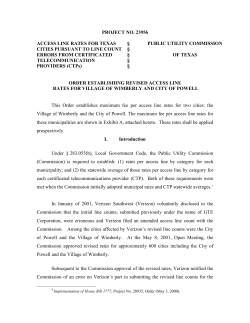Order Establishing Revised Access Line Rates for the Village of Wimberley and the City of Powell
