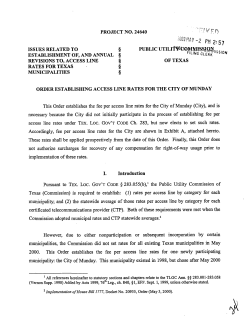 Order Establishing Access Line Rates for the City of Munday