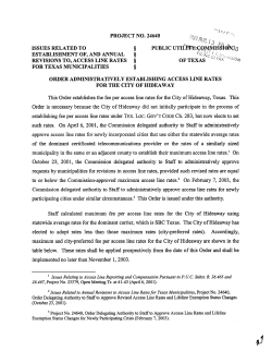 Order Administratively Establishing Access Line Rates for the City of Hideaway