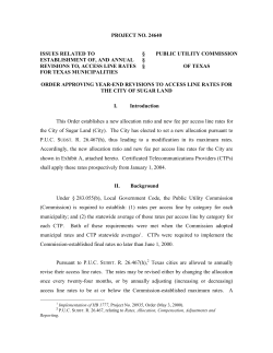 Order Approving Year-End Revisions to Access Line Rates for the City of Sugar Land