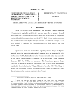 Order Approving Access Line Rates for Village of Salado