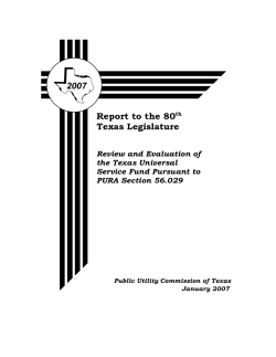 2007 - Review and Evaluation of the Texas Universal Service Fund Report to the 80th Texas Legislature