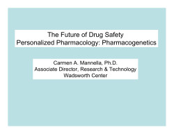 The Future of Drug Safety Personalized Pharmacology: Pharmacogenectics