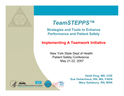 TeamSTEPPS : Implementing a Teamwork Initiative
