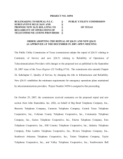 Order Adopting the Repeal of 26.51 and New 26.51 as Approved at the December 19, 2007 Open Meeting