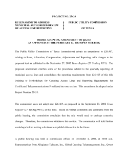 Order Adopting Amendment to 26.467 as Approved at the February 13, 2003 Open Meeting and Published in the Texas Register on March 21, 2003