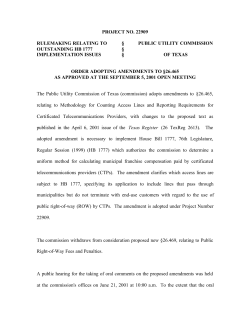 Order Adopting Amendments to 26.465 as Approved at the September 5, 2001 Open Meeting and Published in the Texas Register on October 12, 2001
