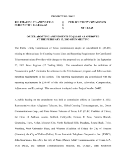 Order Adopting Amendment to 26.465 as Approved at the February 13, 2003 Open Meeting and Published in the Texas Register on March 21, 2003