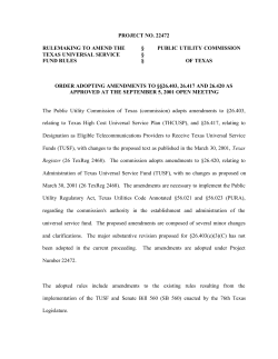 Order Adopting Amendments to 26.403, 26.417, and 26.420 as Approved at the September 5, 2001 Open Meeting and Published in the Texas Register on September 28, 2001