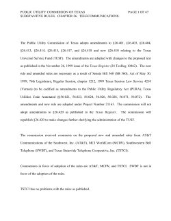 Order Adopting Amendments to 26.401, 26.403, 26.404, 26.413, 26.414, 26.415, 26.417, 26.418; Adopting New 26.410; and Withdrawing Amendment to 26.420 as Approved at the April 27, 2000 Open Meeting and Published in the Texas Register on May 19, 2000