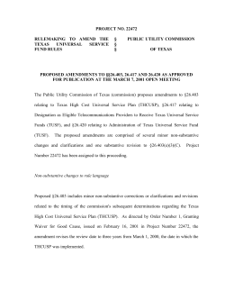 Proposed Amendments to 26.403, 26.417, and 26.420 as Published in the March 30, 2001