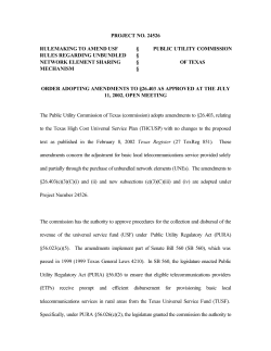 Order Adopting Amendment 26.403 as Approved at the July 11, 2002 Open Meeting and Published in the Texas Register on August 2, 2002