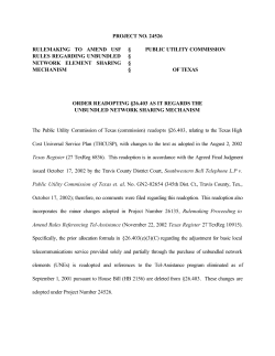 Order readopting 26.403 as it regards the Unbundled Network Sharing Mechanism, and as approved at the December 19, 2002