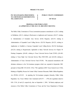 Proposed Amendments to 26.5, 26.31, 26.217, 26.219, 26.221, 26.224, 26.401, 26.403, and 26.420 as Published in the Texas Register on August 23, 2002