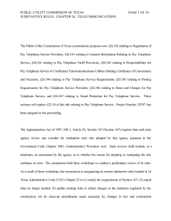 Proposed New 26.102 and 26.341 - 26.347 as Published in the Texas Register on October 15, 1999