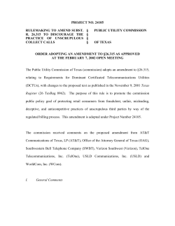 Order Adopting Amendments to 26.315 as Approved at the February 7, 2002 Open Meeting and Published in the Texas Register on March 15, 2002