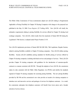 Order Adopting New 26.226 as Approved at the September 7, 2000 Open Meeting and Published in the Texas Register on October 20, 2000