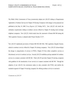 Order Adopting New 26.225 as Approved at the September 7, 2000 Open Meeting and Published in the Texas Register on October 20, 2000