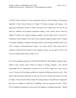 Order Adopting New 26.224 as Approved at the September 7, 2000 Open Meeting and Published in the Texas Register on October 20, 2000