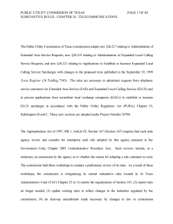 Order Adopting New 26.217, 26.219, and 26.221 as Approved at the February 10, 2000 Open Meeting and Published in the Texas Register on March 10, 2000