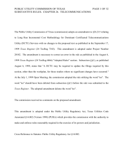 Order Adopting an Amendment to 26.215 as Approved at the November 18, 1999 Open Meeting and Published in the Texas Register on December 17, 1999