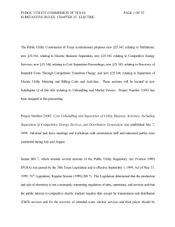 Proposal for Publication of New 25.341-25.346 as published in the Texas Register on September 10, 1999
