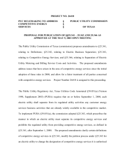 Proposed Amendments to 25.341, 25.342, 25.343, and 25.346 as Published in the Texas Register on May 30, 2003