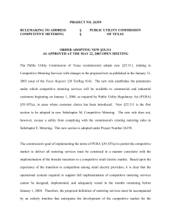 Order Adopting New 25.311 as Approved at the May 22, 2003 Open Meeting and Published in the Texas Register on June 13, 2003