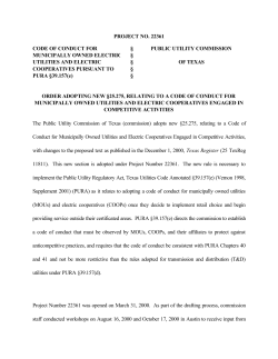 Order Adopting New 25.275 as Approved at the February 22, 2001 Open Meeting and published in the Texas Register on March 23, 2001