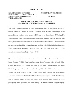 Order Adopting an Amendment to 25.272 as Approved at the May 30, 2014 Open Meeting