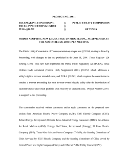 Order Adopting New 25.263, True-up Proceeding, as Approved at the November 20, 2001 Open Meeting and Published in the Texas Register on December 21, 2001