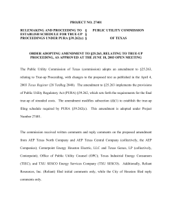 Order Adopting Amendment to 25.263 as Approved at the June 18, 2003 Open Meeting and Published in the Texas Register on August 1, 2003
