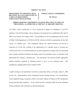 Order Adopting Amendment to 25.263, Relating to True-up Proceeding as Approved at the May 13, 2004 Open Meeting
